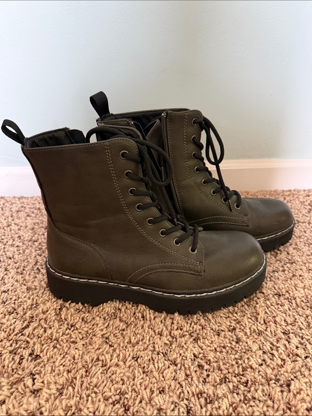 Sincerely Jules Olive Green Combat Boots